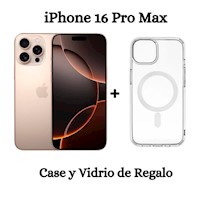 Apple iPhone 16 Pro Max Apple Intelligence 256GB - (eSIM) - Titanio del Desierto + Case y Mica de VIdrio de Regalo